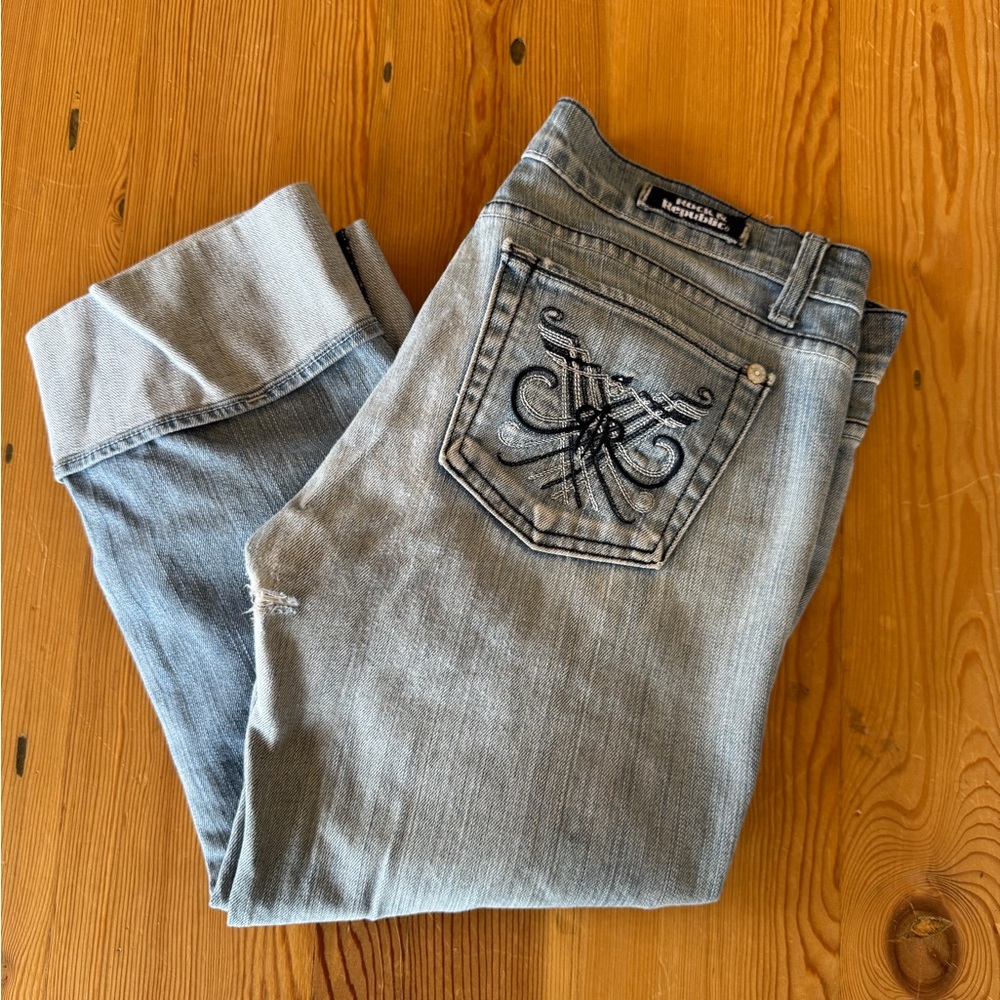 Embroidered Light Blue Jeans